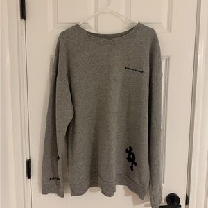 Chrome hearts grey crewneck sweater leather patch